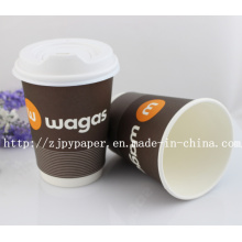 Подгонянная напечатанная двойная бумажная чашка стены с крышкой-Dwpc-68